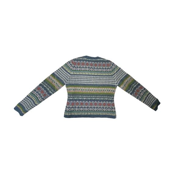 Vintage Fair Isle Wool Sweater V-Neck Nordic Knit Cozy Hygge Winter Pullover M - Picture 2 of 12